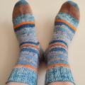 Handmade knitted woolen pattern socks. 75% wool, 25% polyamide, . Strong, warm, soft, durable... 100 gr - 420m. - Socks - knitwork