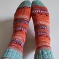 Handmade knitted woolen pattern socks. 75% wool, 25% polyamide, . Strong, warm, soft, durable... 100 gr - 420m. - Socks - knitwork