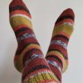 Handmade knitted woolen pattern socks. 75% wool, 25% polyamide, . Strong, warm, soft, durable... 100 gr - 420m. - Socks - knitwork