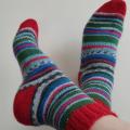 Handmade knitted woolen pattern socks. 75% wool, 25% polyamide, . Strong, warm, soft, durable... 100 gr - 420m. - Socks - knitwork