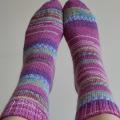 Handmade knitted woolen pattern socks. 75% wool, 25% polyamide, . Strong, warm, soft, durable... 100 gr - 420m. - Socks - knitwork