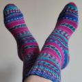 Handmade knitted woolen pattern socks. 75% wool, 25% polyamide, . Strong, warm, soft, durable... 100 gr - 420m.. - Socks - knitwork