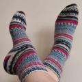 Handmade knitted woolen pattern socks. 75% wool, 25% polyamide, . Strong, warm, soft, durable... 100 gr - 420m. - Socks - knitwork