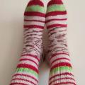 Handmade knitted woolen pattern socks. 75% wool, 25% polyamide, . Strong, warm, soft, durable... 100 gr - 420m. - Socks - knitwork