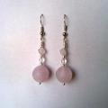 Frozen pink rhinestone - Earrings - beadwork