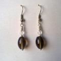 Smoky quartz and rock crystal - Earrings - beadwork