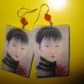 Decoupage earrings " Japanese girl " - Earrings - beadwork