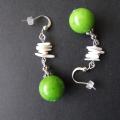 Green - Earrings - beadwork