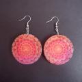 Red mandala - Earrings - beadwork