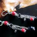 Red-black - Earrings - beadwork