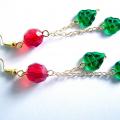 Red cherries - Earrings - beadwork