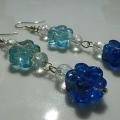 Blue flowers - Earrings - beadwork