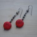 Coral earrings - Earrings - beadwork