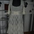 white dress with ribbon - Dresses - knitwork