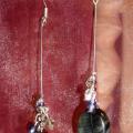 Earrings with agate - Earrings - beadwork