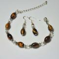 Tiger eye earrings and bracelet - Kits - beadwork