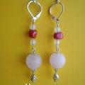 149th Rose quartz, coral - Earrings - beadwork