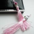 Pink tassels - Earrings - beadwork