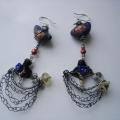 : Birds in the net - Earrings - beadwork