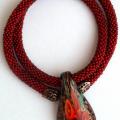 Tow " Red " - Necklace - beadwork