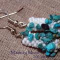 Blue and white :) - Earrings - beadwork