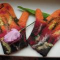 " Summer sunset & quot ;. - Gloves & mittens - felting