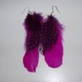 Feather earrings pink purple - Earrings - beadwork