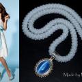 Tow " Blue and white " - Necklace - beadwork